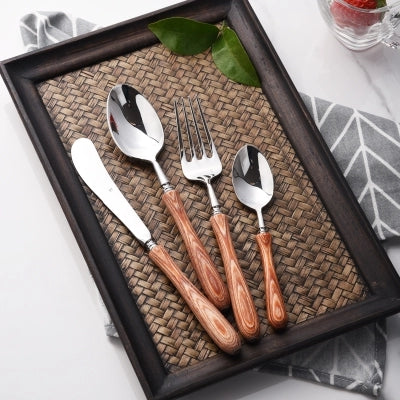 Stainless Steel Cutlery With Wooden Handle Set