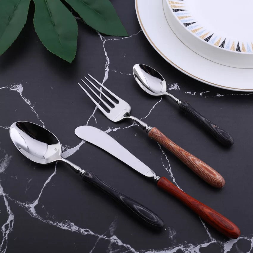 Stainless Steel Cutlery With Wooden Handle Set