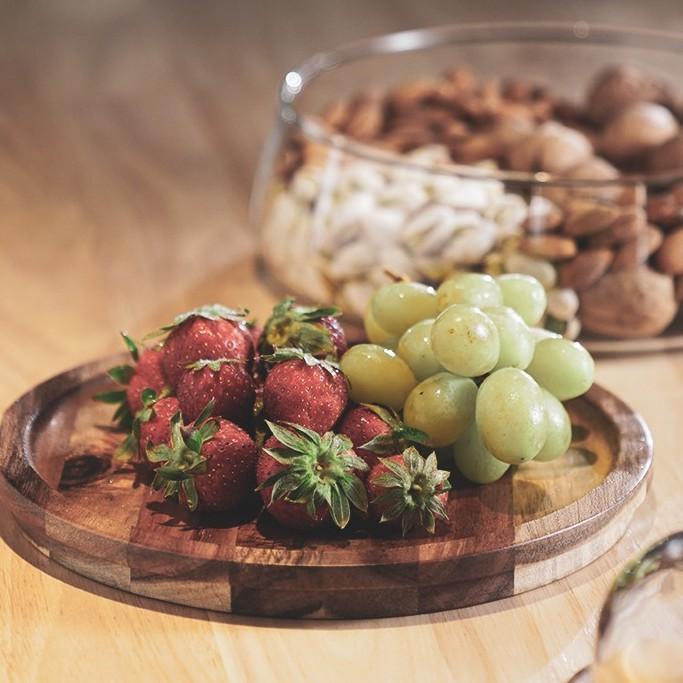 Transparent Glass Storage Canister Holder with Wood Lid
