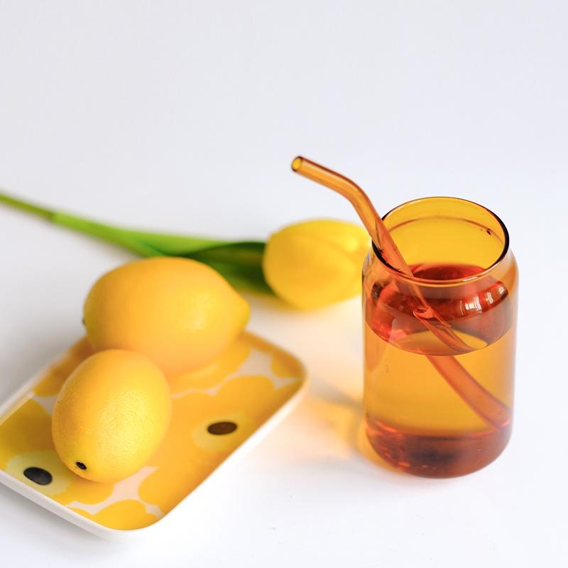 Can Shaped Colored Glass Cups With Straws