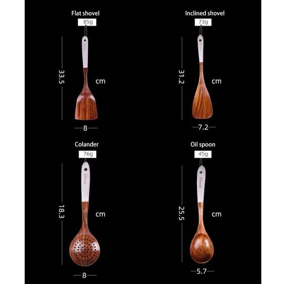 Wooden Cooking Utensils Set for Kitchen, Non Stick Cookware Tools