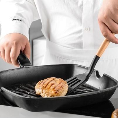 13Pcs Silicone Cooking Utensils Wooden Handle With Stainless Steel Storage Box, Nonstick Cookware (BPA Free)