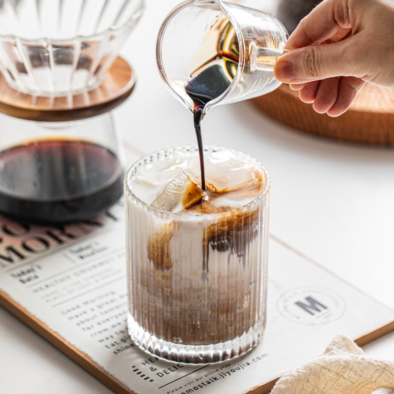 Classic Ribbed Drinking Glass Cups 370ml & 410ml | Set of 8 | Includes 4PCS Straws