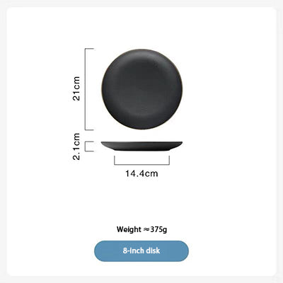 Black Crystal Frosted Ceramic Plate