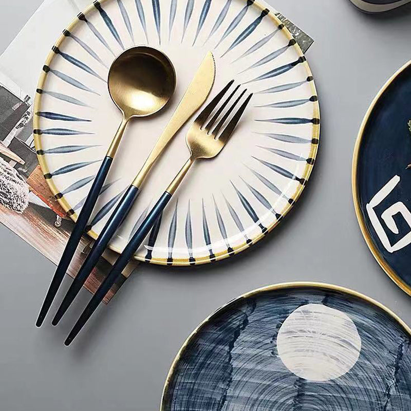 Japanese-Style Hand-Painted Ceramic Steak Western Dish