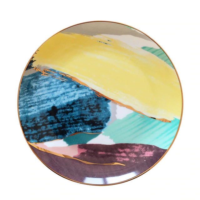 Watercolor Ceramic Porcelain Dinner Plates