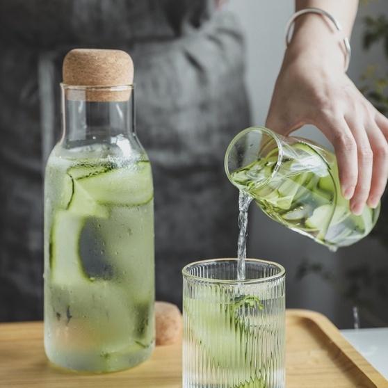 Clear Glass Carafe With Cork Stopper