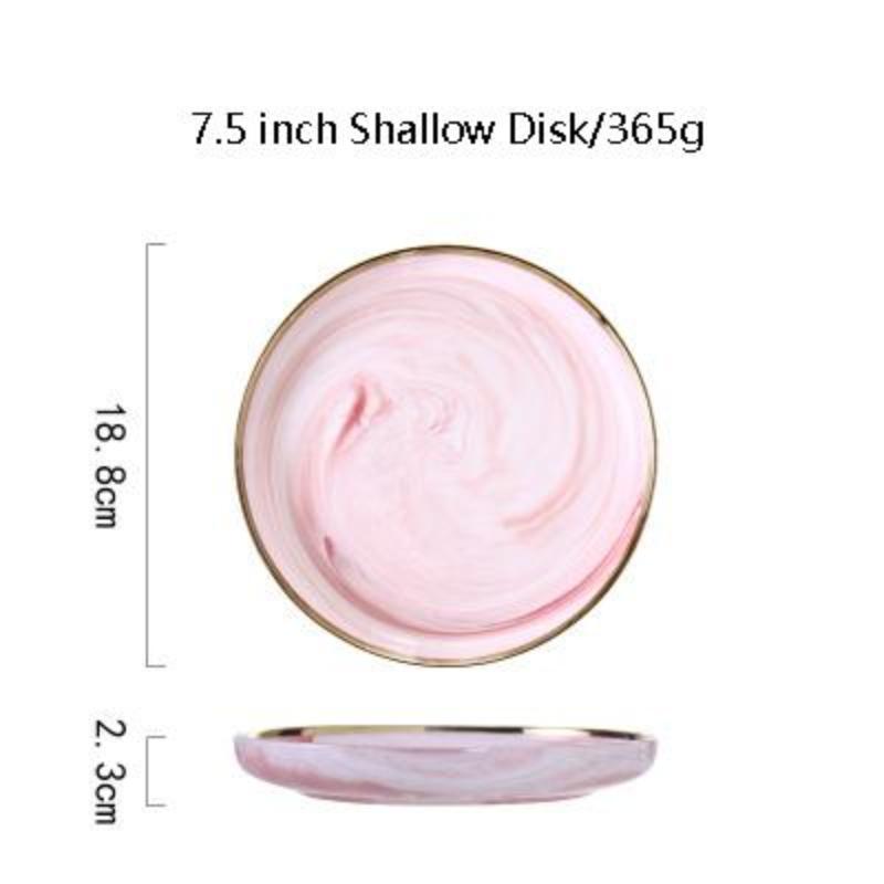 Marble Porcelain Dinnerware, Matte Pink