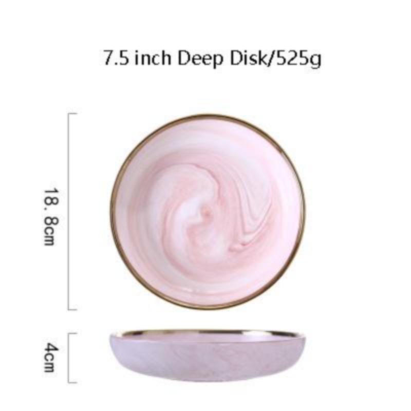 Marble Porcelain Dinnerware, Matte Pink