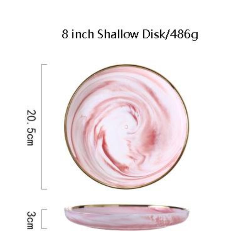 Marble Porcelain Dinnerware, Matte Pink
