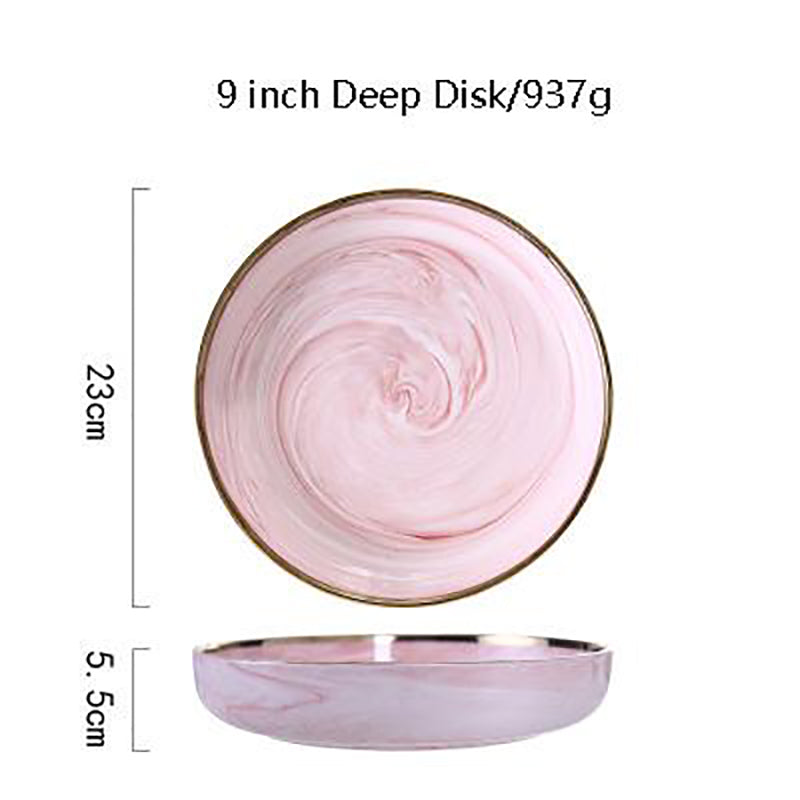 Marble Porcelain Dinnerware, Matte Pink