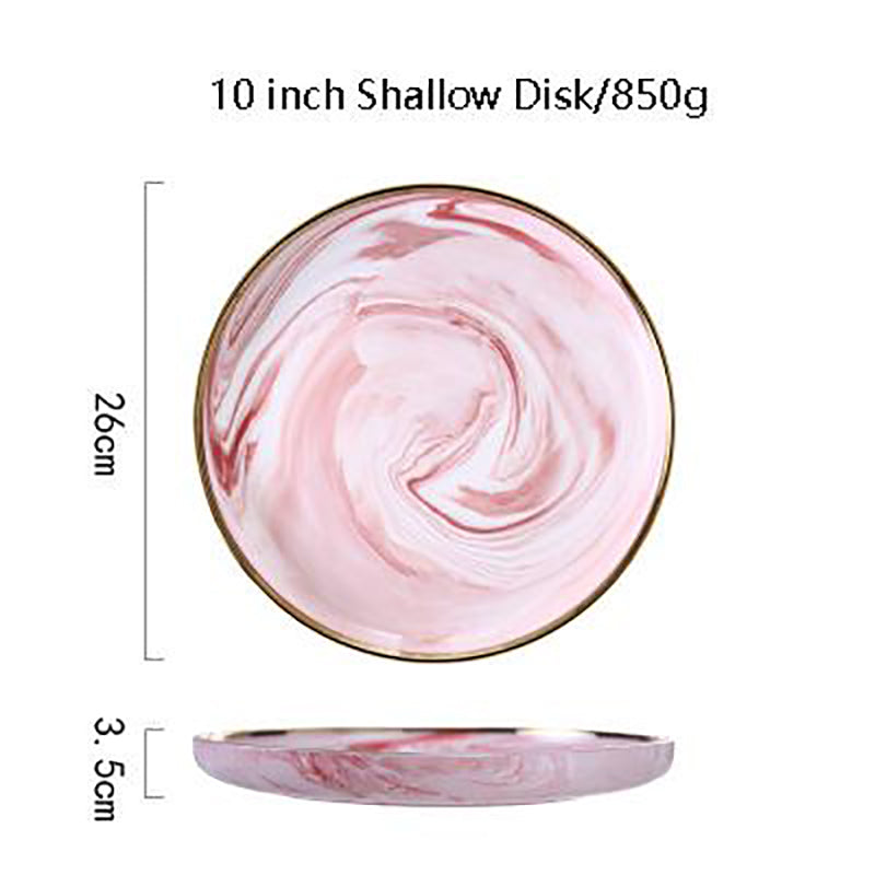 Marble Porcelain Dinnerware, Matte Pink