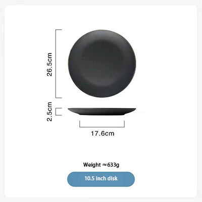 Black Crystal Frosted Ceramic Plate