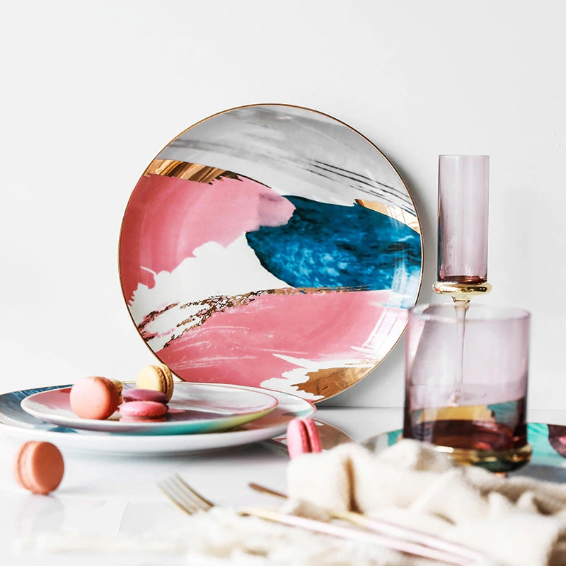 Watercolor Ceramic Porcelain Dinner Plates