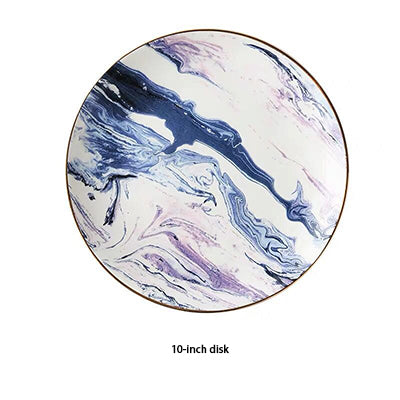 European Marbled Gilt Ceramic Plate