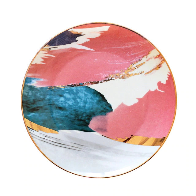 Watercolor Ceramic Porcelain Dinner Plates