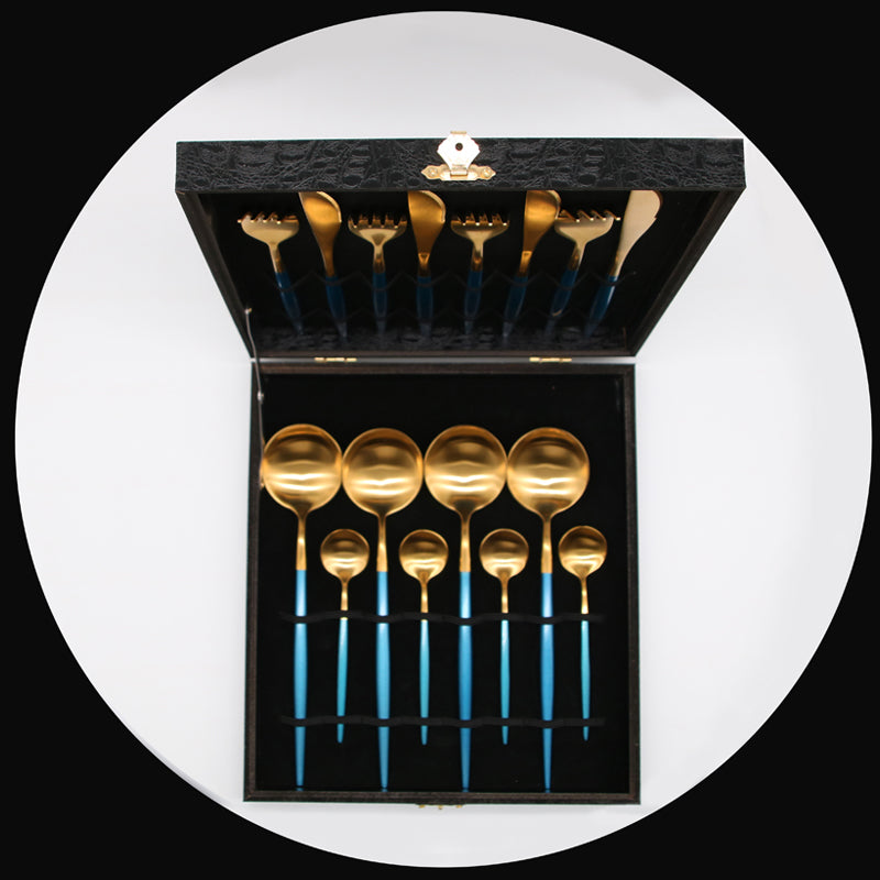 Blue Gold Cutlery Gift Box