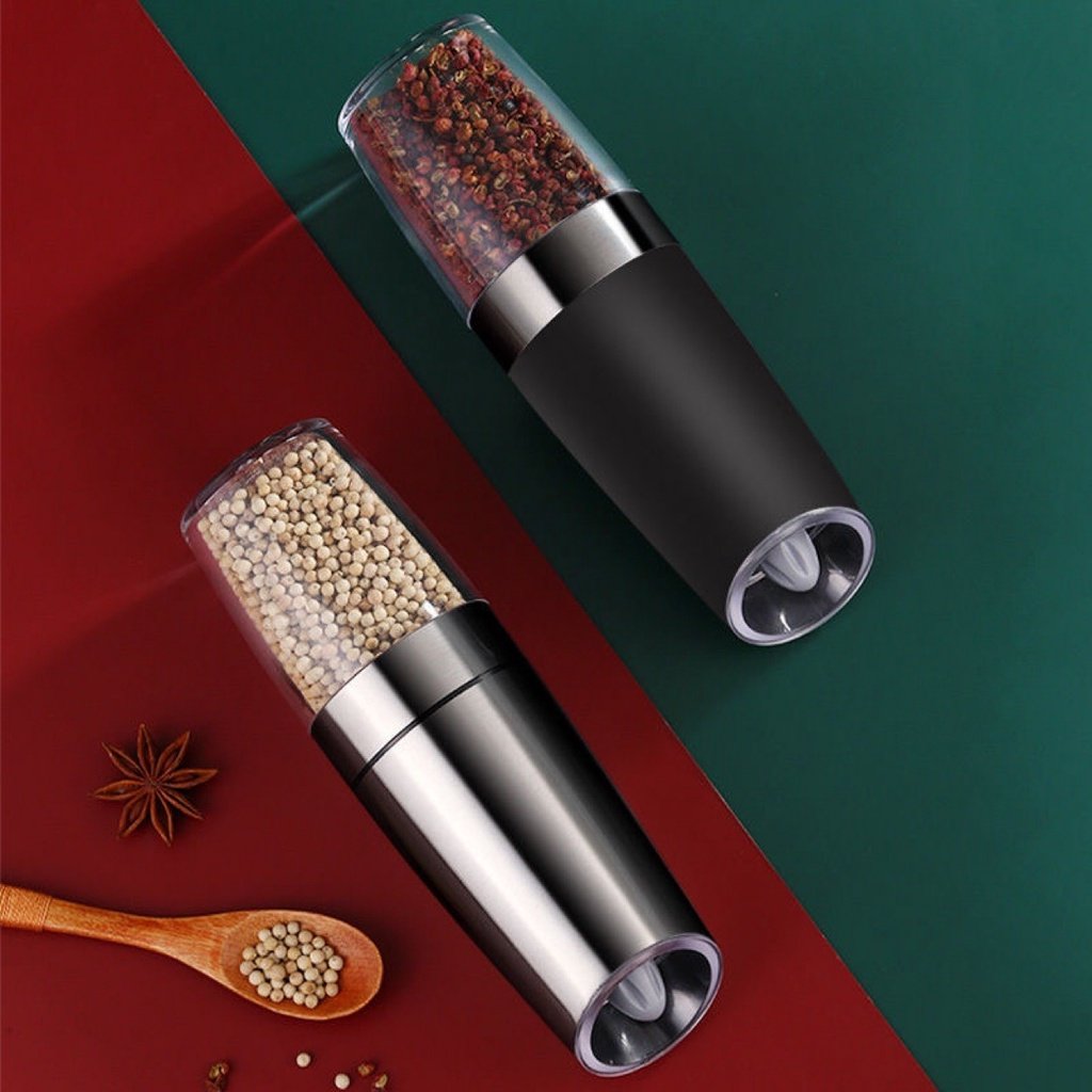Premium Gravity Electric Salt and Pepper Grinder with LED Light