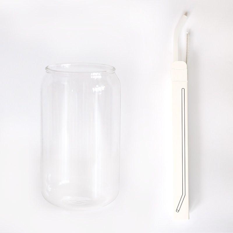 Can Shaped Colored Glass Cups With Straws
