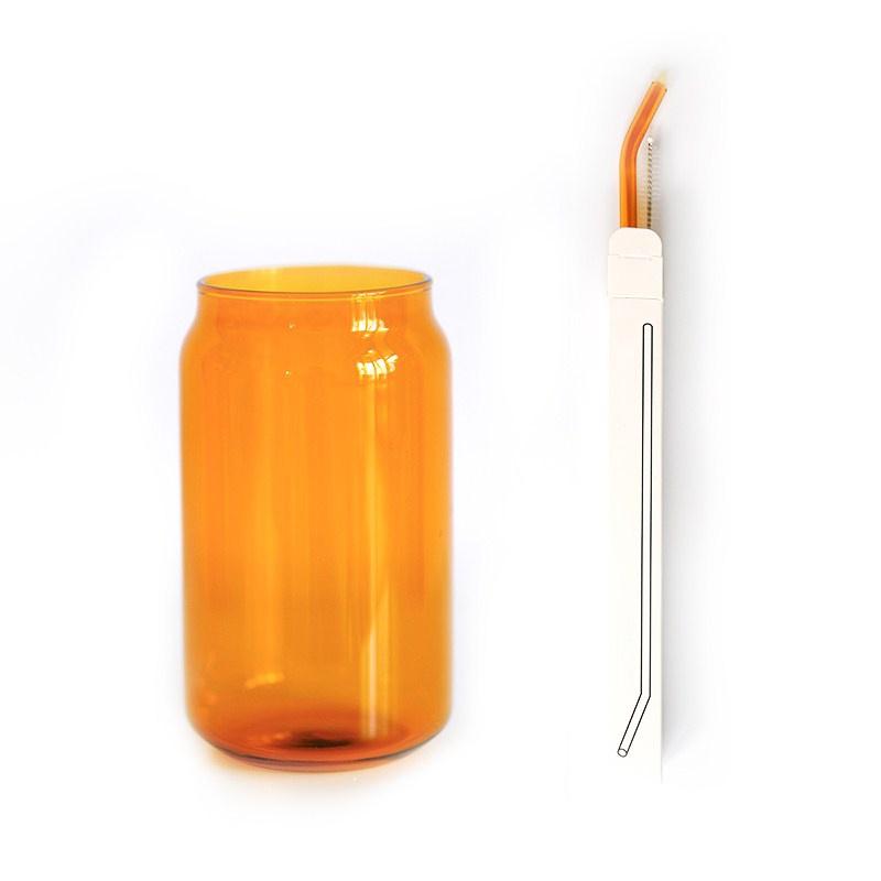 Can Shaped Colored Glass Cups With Straws