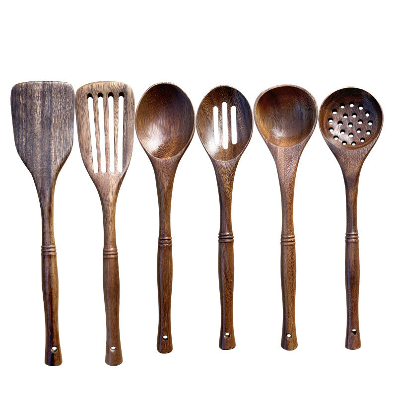 INSETLAN Solid Wood Frying Shovel Kitchen Non-Stick Pan Drain Shovel Wooden Kitchen Utensils High Temperature Resistant Cooking Shovel Salad Spoon Wooden Kitchen Utensils Set