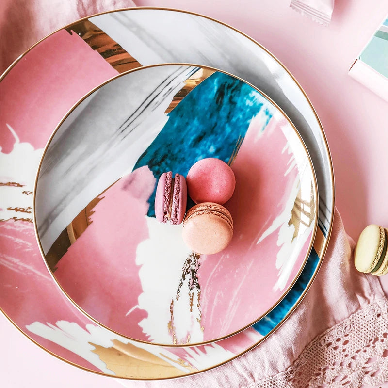 Watercolor Ceramic Porcelain Dinner Plates