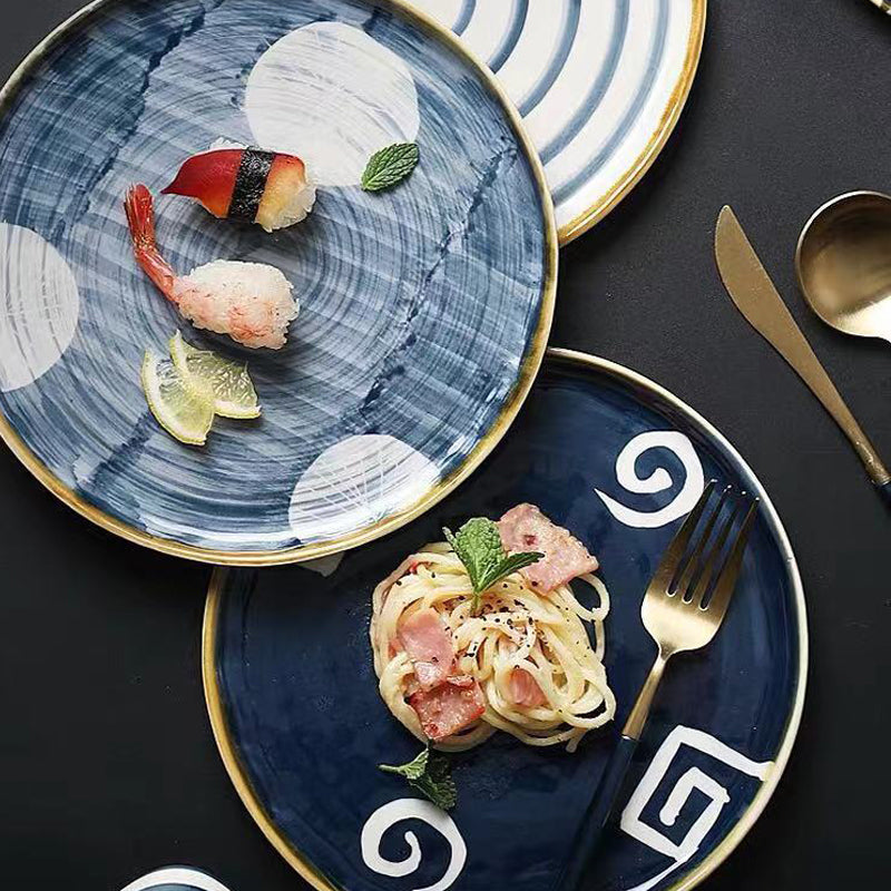 Japanese-Style Hand-Painted Ceramic Steak Western Dish