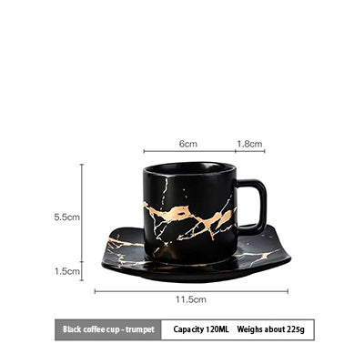 Gold Inlay Ceramic Marble Mug