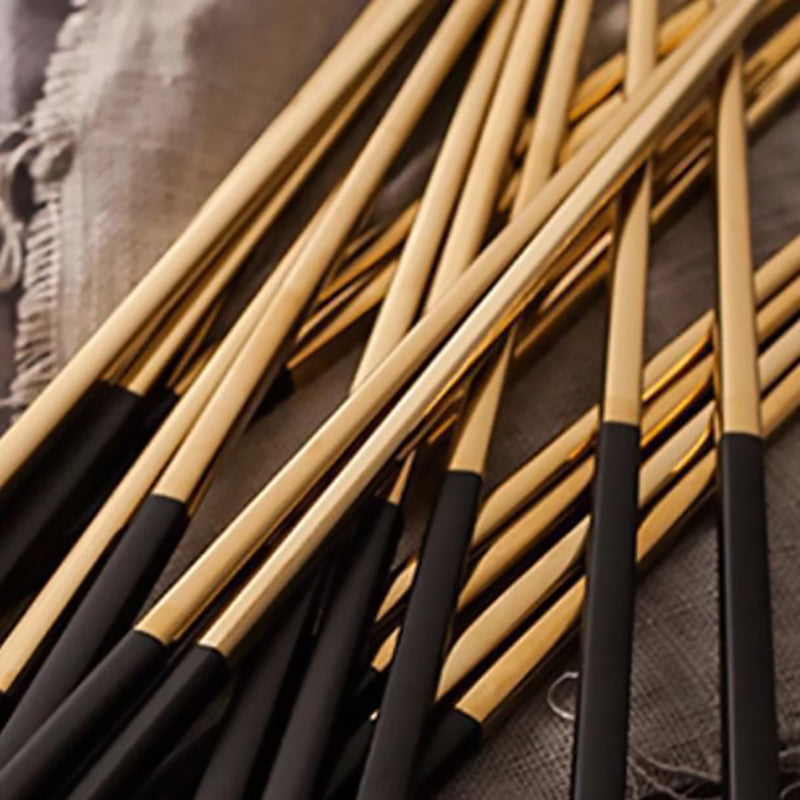5 Pairs Premium 304 Stainless Steel Chopsticks(Black&Gold)
