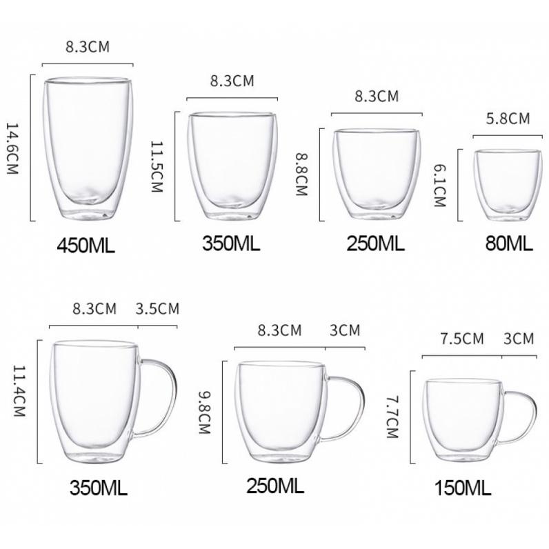 Transparent Glass Cup Milk Whiskey Tea Beer Double Creative Heat Resistant Espresso Coffee Cup Cocktail Vodka Wine Mug Drinkware
