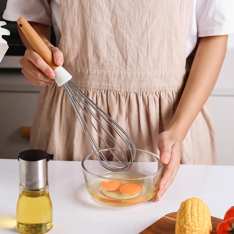 White/Black Silicone Cooking Utensils with Wooden Handles for Nonstick Cookware