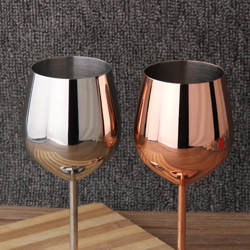 Stemmed Stainless Steel Wine Glasses, Elegant Silver Tone Drinkware for Cocktails