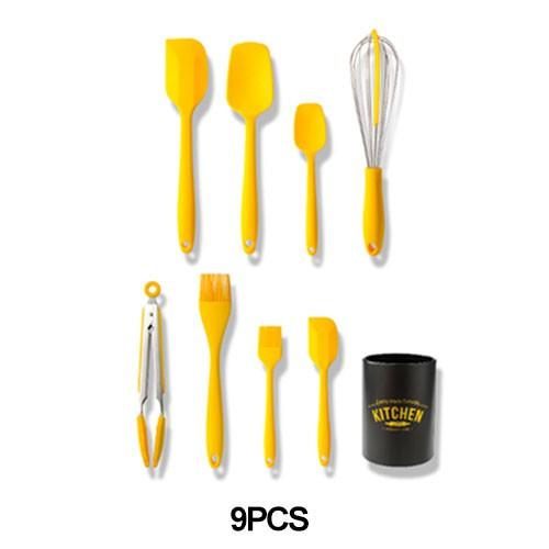 Yellow Kitchen Utensil Set, Stainless Steel & Silicone Heat Resistant Professional Cooking Tools (BPA Free)