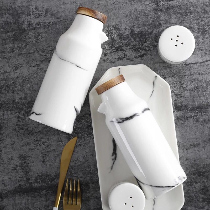 Simple Marbled Seasoning Pot Set