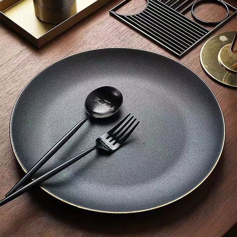 Black Crystal Frosted Ceramic Plate