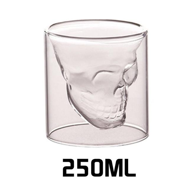Skull Double Cup Coffee Mug Double-layered Transparent Crystal Skull Head Glass Cup For Household Whiskey Wine Vodka Bar Club Beer Wine Glass