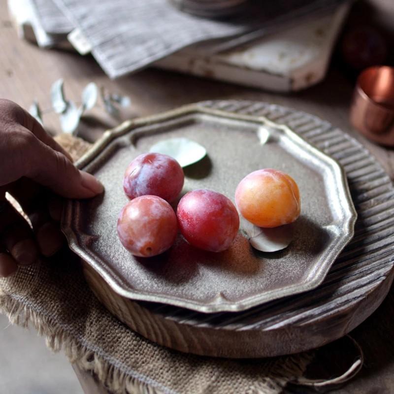 Metal Cake Stand, Rustic Farmhouse Fruit Plate Buffet Stand