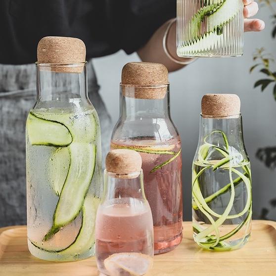 Clear Glass Carafe With Cork Stopper