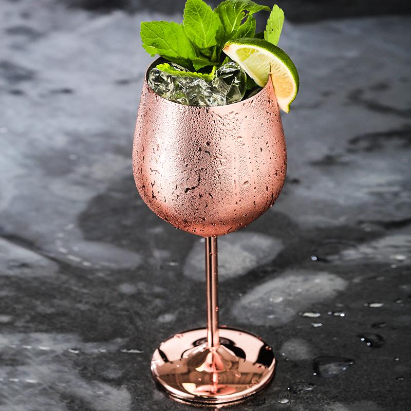Stemmed Stainless Steel Wine Glasses, Elegant Silver Tone Drinkware for Cocktails