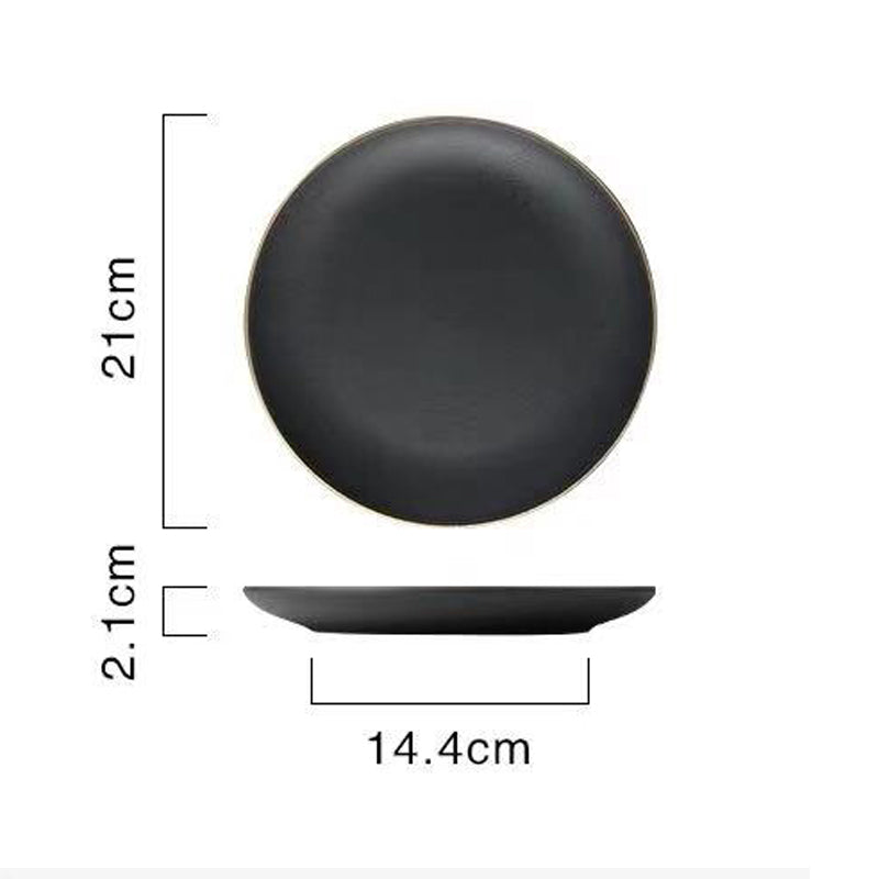 Black Crystal Frosted Ceramic Plate