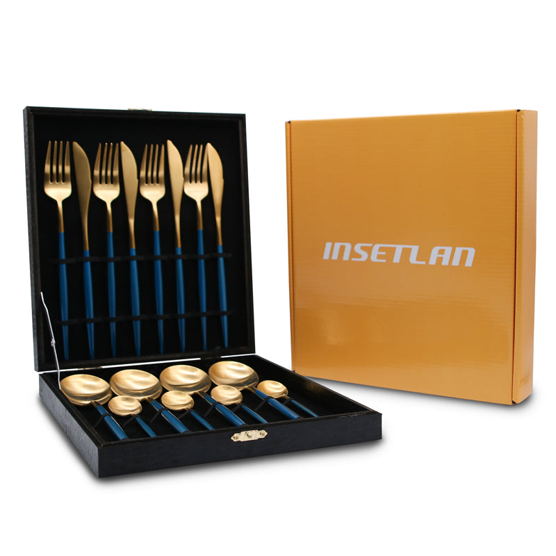 Blue Gold Cutlery Gift Box