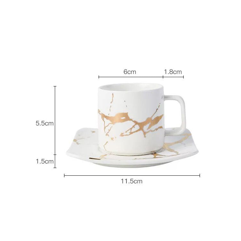 Gold Inlay Ceramic Marble Mug