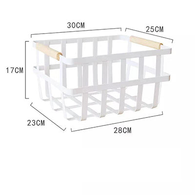 Wire White Baskets with Wood Handle