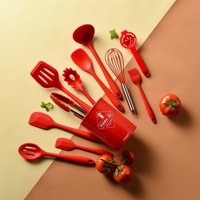 12Pcs Silicone Kitchen Utensil Set, Nonstick Cookware (BPA Free)
