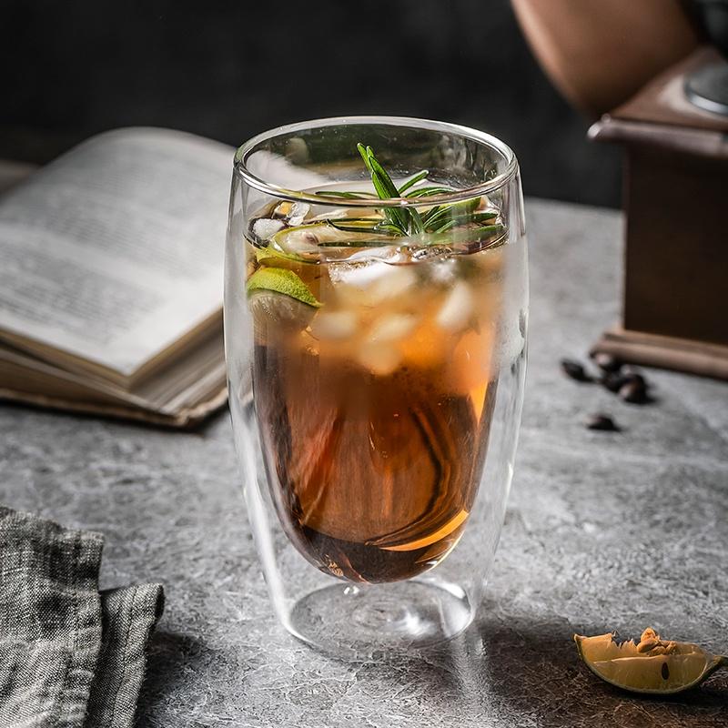 Transparent Glass Cup Milk Whiskey Tea Beer Double Creative Heat Resistant Espresso Coffee Cup Cocktail Vodka Wine Mug Drinkware