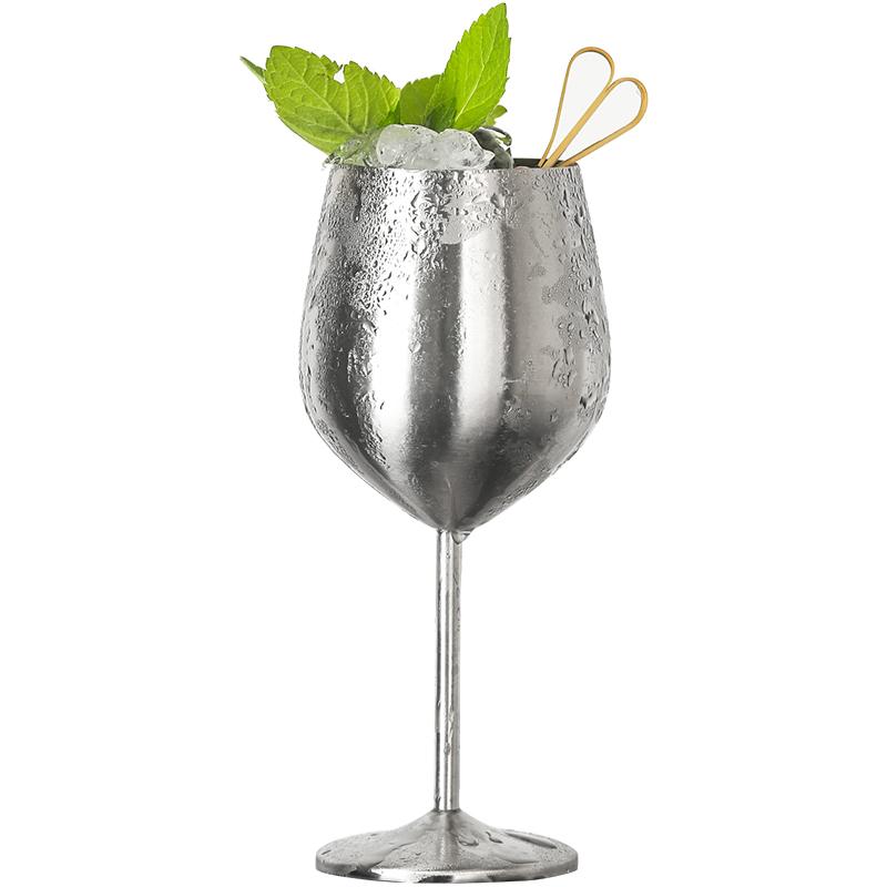 Stemmed Stainless Steel Wine Glasses, Elegant Silver Tone Drinkware for Cocktails