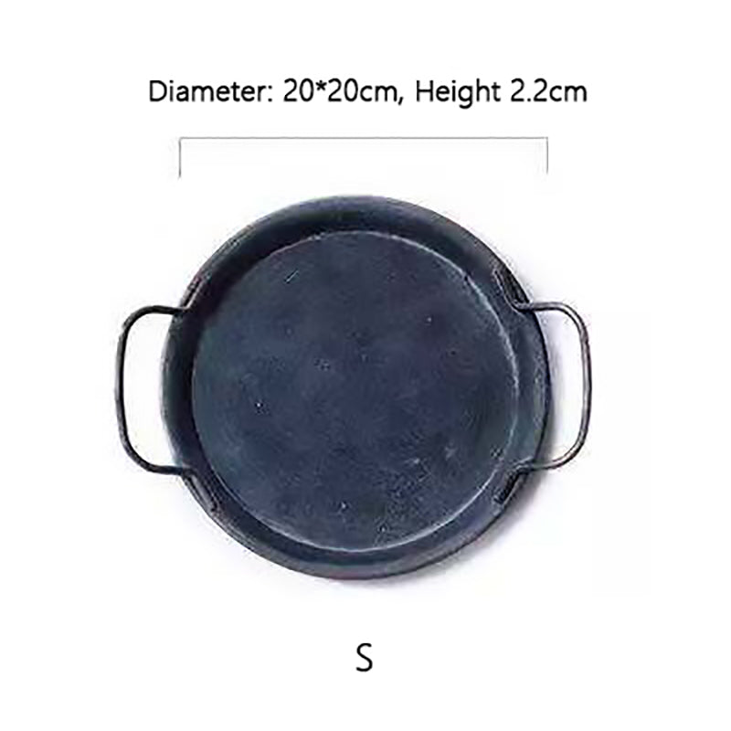 Metal Plate With Handle Handcrafted Round Storage