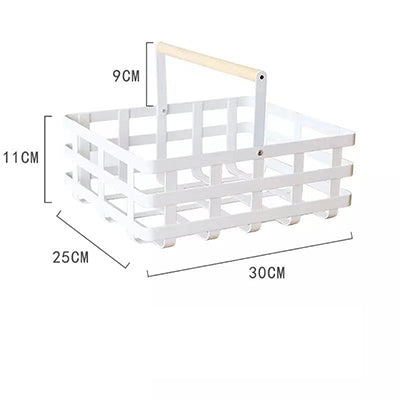 Wire White Baskets with Wood Handle