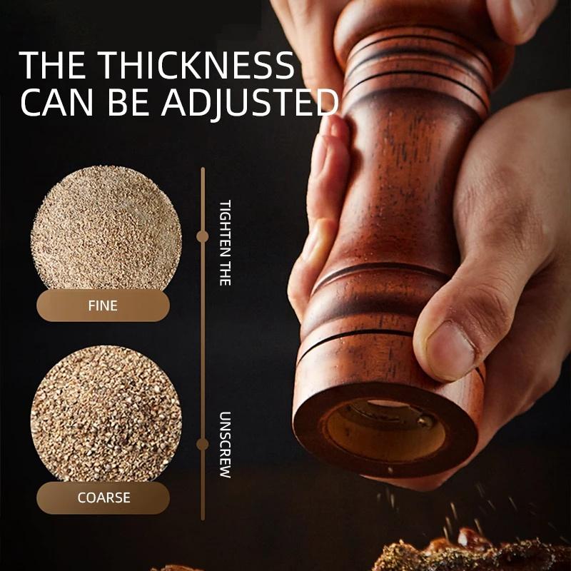 Wooden Salt and Pepper Mills Shakers with Cleaning Brush & Wood Stand