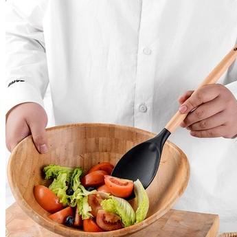 13Pcs Silicone Cooking Utensils Wooden Handle With Stainless Steel Storage Box, Nonstick Cookware (BPA Free)
